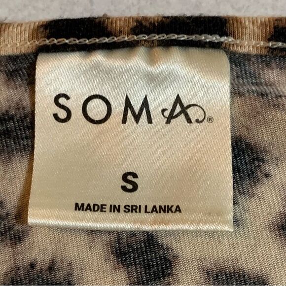 SOMA Animal Nightgown Women’s Small Brown Black Neutral Scoop Neck Pocket. - Picture 4 of 9